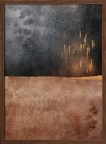 Golden Light Horizon | Poster - Walnut Frame Interior