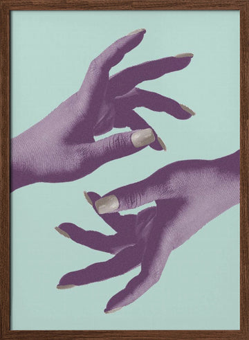 Purple Hands Connection | Poster - Walnut Frame Interior