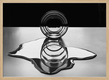 Monochrome Spilled Water | Poster - Wood Frame Interior