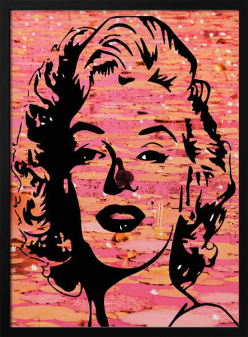 Marilyn Monroe Pink Lotus | Poster - Black Metal Frame Interior