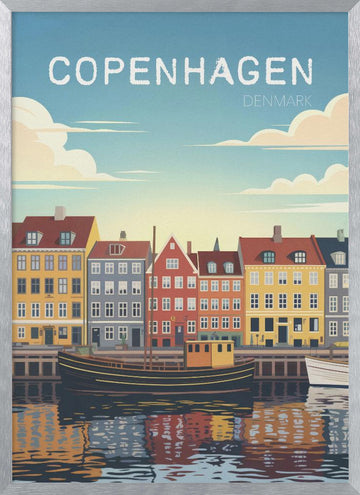 Copenhagen Canal Reflections | Poster - Silver Frame Interior