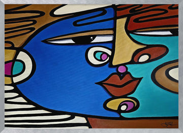 Bold Abstract Face | Poster - Silver Frame Interior