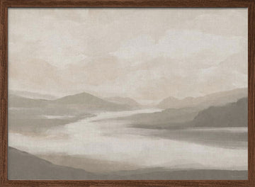 Lake Sunrise | Poster - Walnut Frame Interior