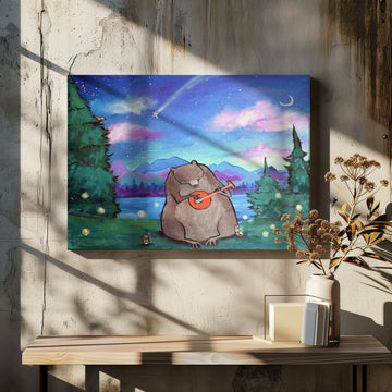 Starry Night Bear Banjo | Canvas - Room Interior 2