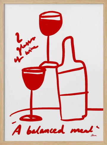 2 Glasses of Wine | Poster - Wood Frame Interior