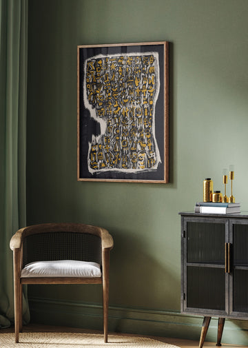 Golden Hieroglyphic Head | Poster - Room Interior 2