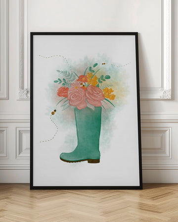 Whimsical Floral Boot | Poster - Room Interior 1