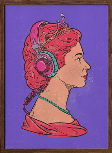 Headphone Queen | Poster - Walnut Frame Interior