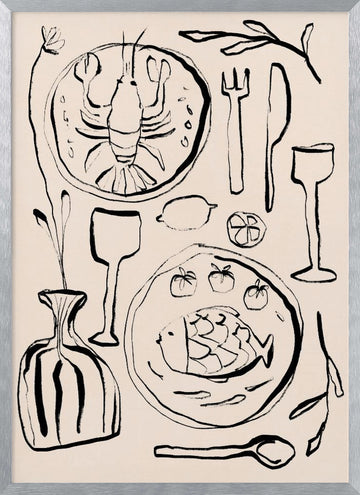 Restaurantstilllife | Poster - Silver Frame Interior