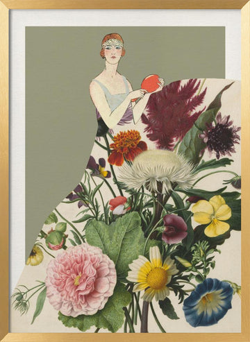 Flapper Floral Fashion | Poster - Gold Frame Interior