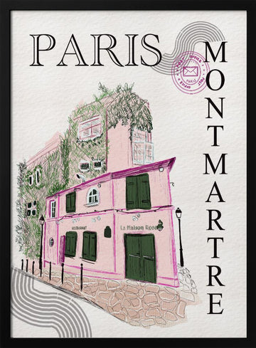 La Maison Rose Montmartre Paris | Poster - Black Metal Frame Interior