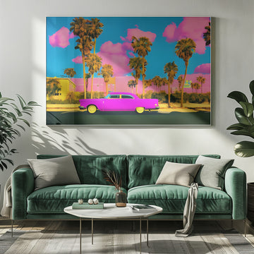 Tropical Pink Car | Poster - Room Interior 1