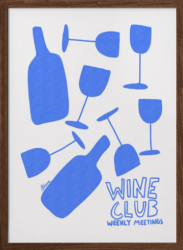 Wine Club | Poster - Walnut Frame Interior