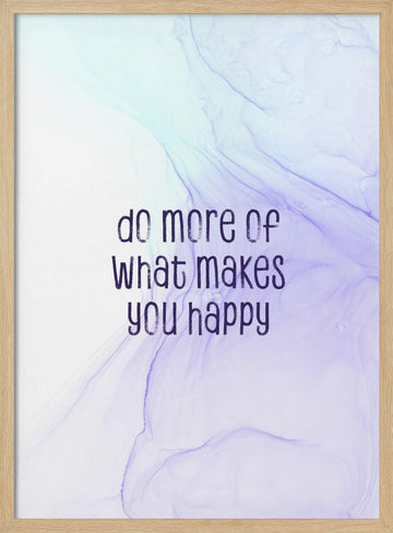 Happy Inspirational Quote | Poster - Wood Frame Interior
