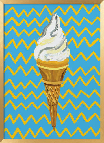Vibrant Ice Cream Cone | Poster - Gold Frame Interior