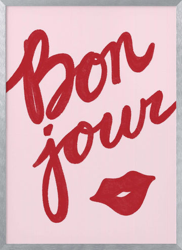 Bonjour Kiss | Poster - Silver Frame Interior