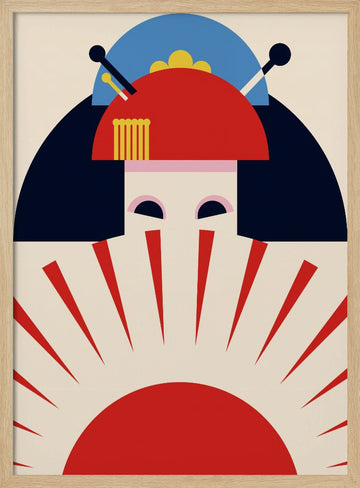 Japanese Geisha Rising Sun | Poster - Wood Frame Interior