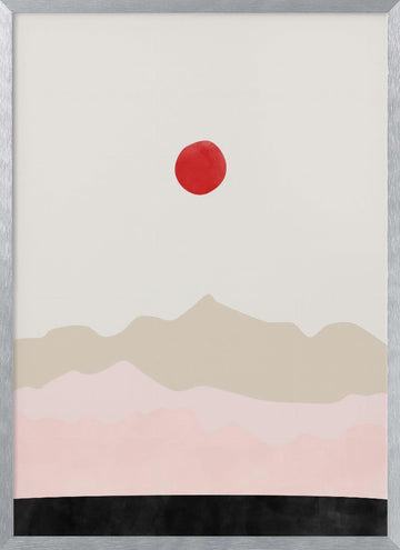 Minimalist Sun Mountains | Poster - Silver Frame Interior