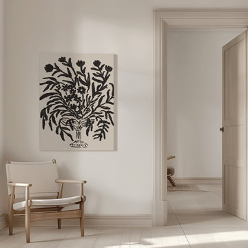 Elegant Black Bouquet | Canvas - Room Interior 1