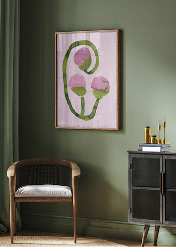 Abstract Pink Blooms | Poster - Room Interior 2