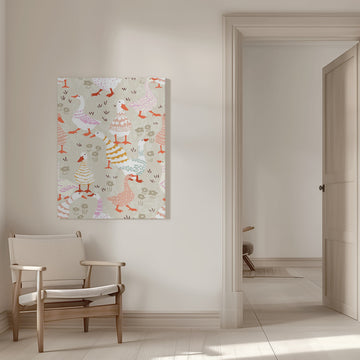 Playful Pastel Geese | Canvas - Room Interior 1