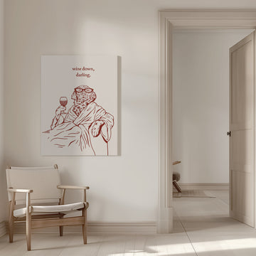 Wine Down Darling Dog | Canvas - Room Interior 1