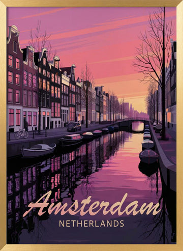 Amsterdam Sunset Canal | Poster - Gold Frame Interior