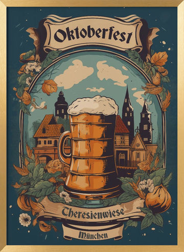 Oktoberfest Beer Stein Munich | Poster - Gold Frame Interior