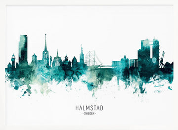 Halmstad Sweden Skyline | Poster - White Frame Interior