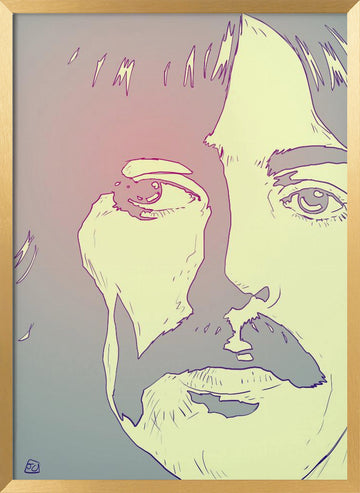Retro Man Portrait | Poster - Gold Frame Interior