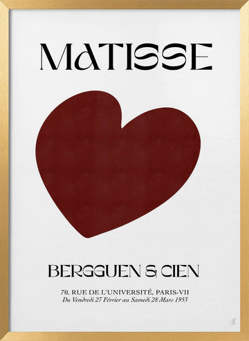 Red Heart Abstract | Poster - Gold Frame Interior