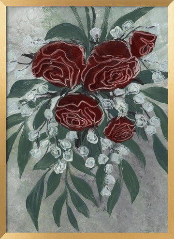 Romantic Red Roses | Poster - Gold Frame Interior