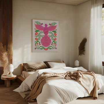 Vibrant Floral Phoenix | Canvas - Room Interior 2