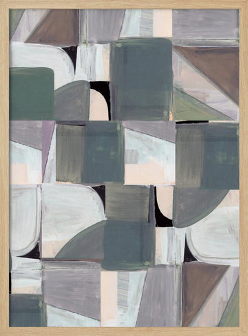 Soft Geometric Abstract | Poster - Wood Frame Interior