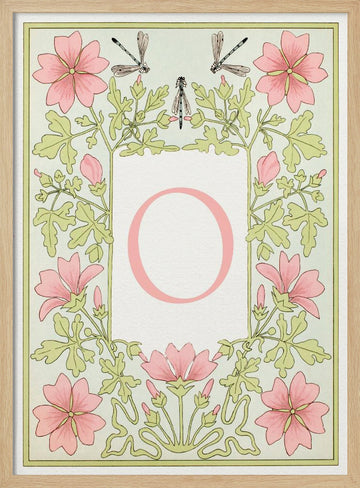 Elegant Floral Letter O | Poster - Wood Frame Interior