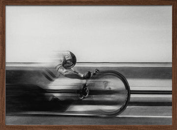 Fast Track Cyclist | Poster - Walnut Frame Interior