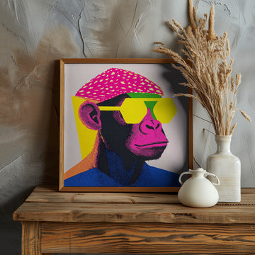 Stylish Monkey Portrait | Poster - Room Interior 1
