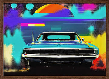 Classic Car Pop Art | Poster - Walnut Frame Interior