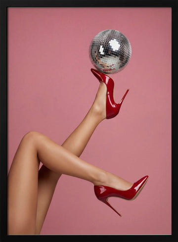 Red Heels Disco Glam | Poster - Black Metal Frame Interior