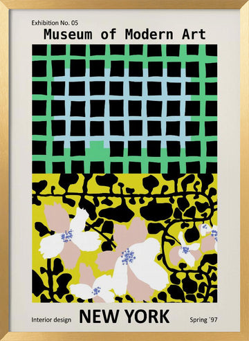 Vibrant Abstract Floral Grid | Poster - Gold Frame Interior