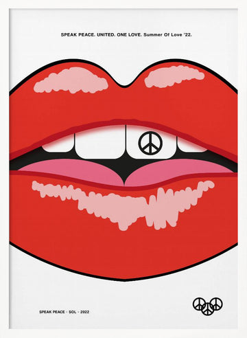 Red Lips Peace Sign | Poster - White Frame Interior