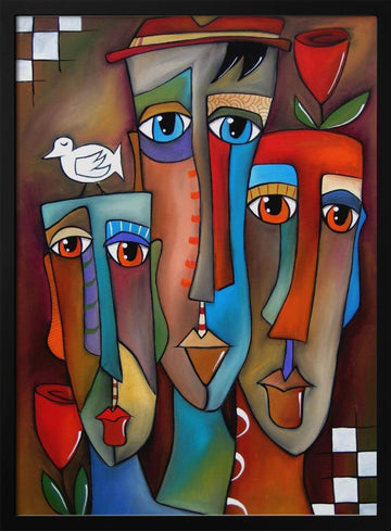 Colorful Abstract Faces | Poster - Black Metal Frame Interior