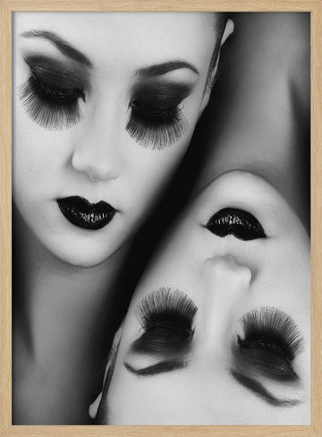 Dark Glamour Faces | Poster - Wood Frame Interior