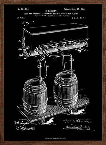Vintage Beer System Patent | Poster - Walnut Frame Interior
