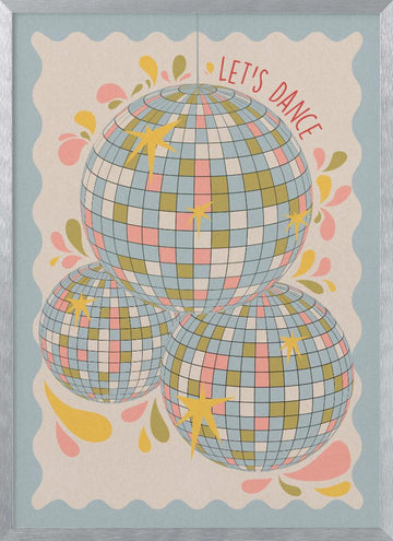 Lets Dance Retro Disco | Poster - Silver Frame Interior
