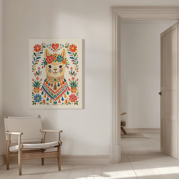 Colorful Llama Folk Art | Canvas - Room Interior 1