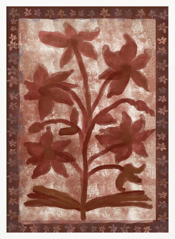Terracotta Floral Design | Poster - White Frame Interior