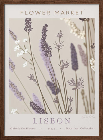 Purple Lavender Blooms | Poster - Walnut Frame Interior