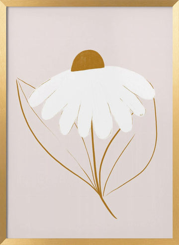 Minimalist Daisy Bloom | Poster - Gold Frame Interior