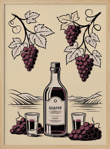 Grappa And Grapes | Poster - Wood Frame Interior